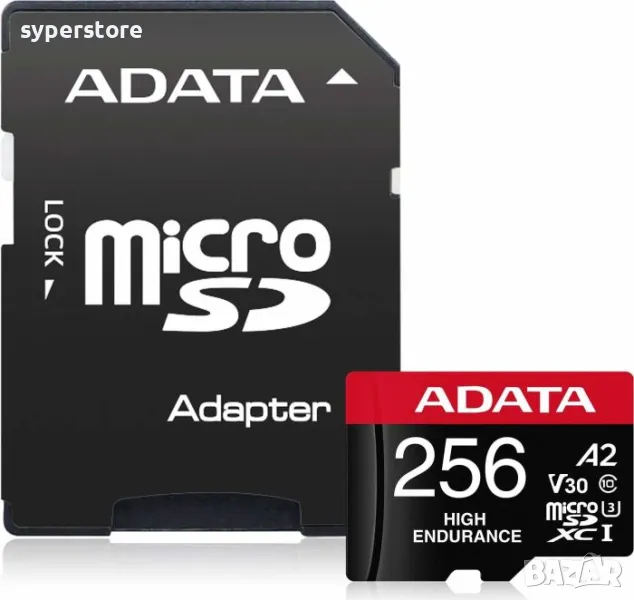 ФЛАШ КАРТА MicroSD 256GB Adata + SD адаптер клас 10 UHS-I V30 4K, снимка 1