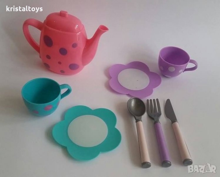Детски Комплект Кана с чаши за чай  и прибори за кукли, снимка 1