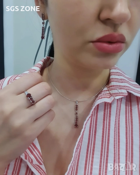 сребърна висулка с топаз или гранат, снимка 1