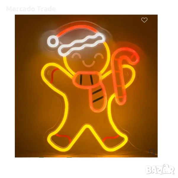 Декоративна коледна светеща LED фигура Бискитено човече, снимка 1