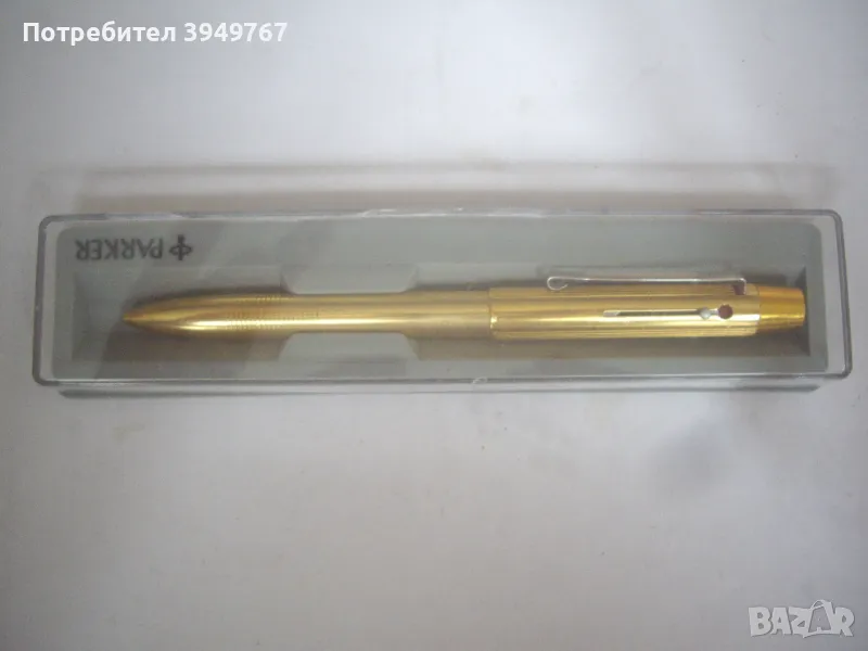 Позлатена три цветна химикалка., снимка 1