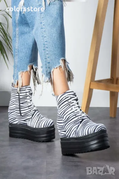 Боти на платформа - зебра принт - BML88, снимка 1