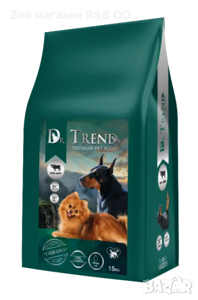 Dr. Trend Пълноценна суха храна за кучета от дребни породи с говеждо 15 кг., снимка 1