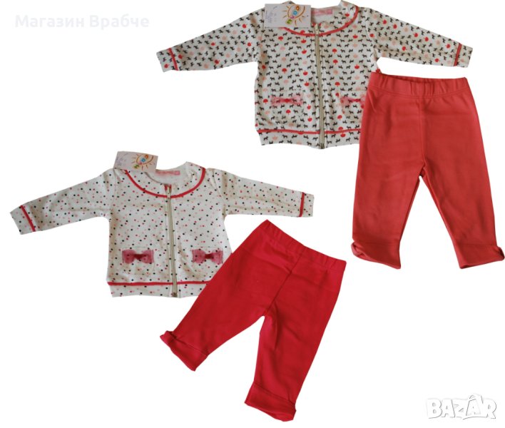 Памучен комплект с цип за момиче, снимка 1