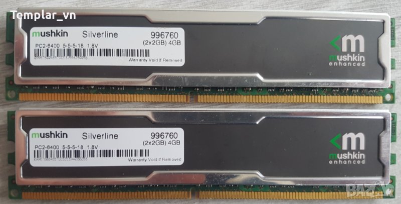 Mushkin Silverline 2x2 DDR2 800 at 1062 / KINGMAX 2x2 800 at 1014 / ultra binned ICs // OCZ GOLD 4x2, снимка 1