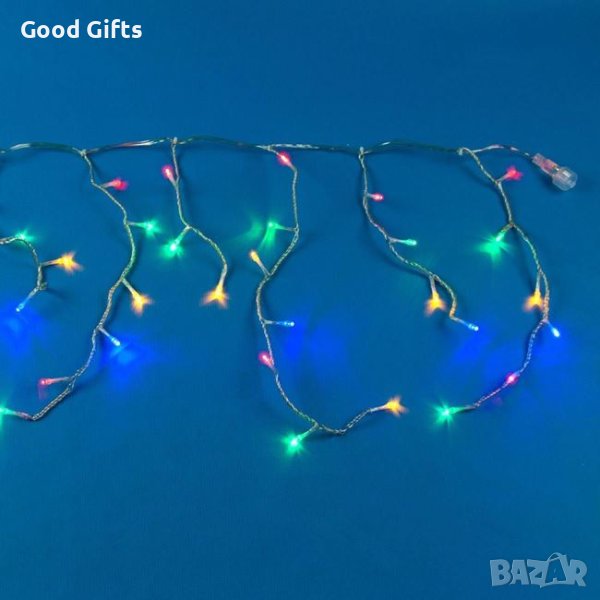 Коледни лампички Завеса, 200 LED, Многоцветни, Прозрачен кабел, снимка 1