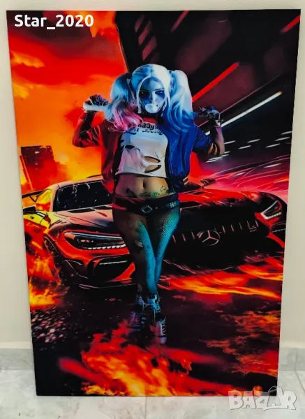 Светеща картина с LED осветление - Harley Quinn 2, снимка 1