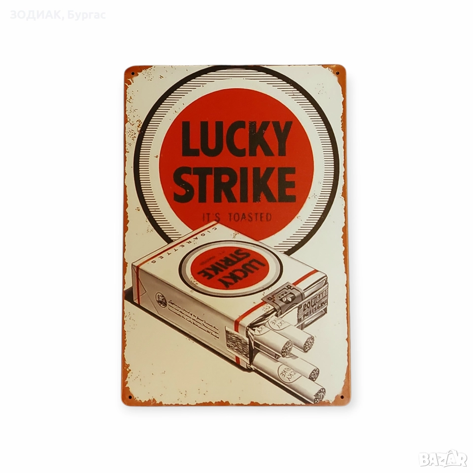 LUCKY STRIKE - Метална Декорация за Стена 30 х 20 см, снимка 1