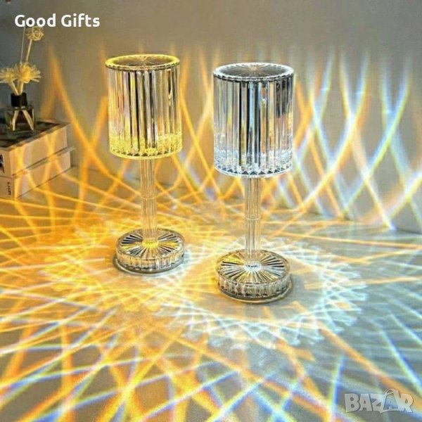 Безжична LED Кристална светеща лампа с дистанционно с вградена батерия, снимка 1