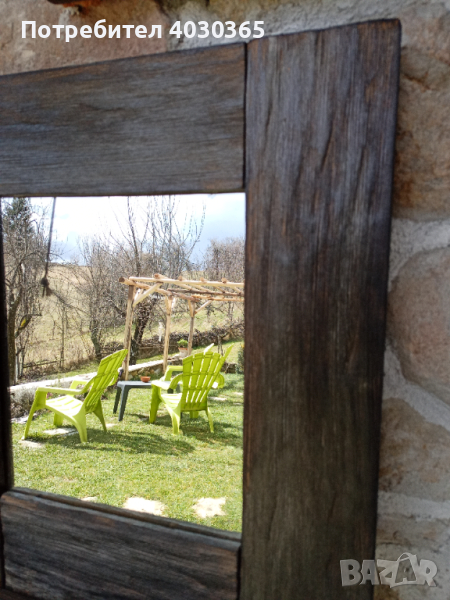 Състарено дървено огледало от дъб , снимка 1