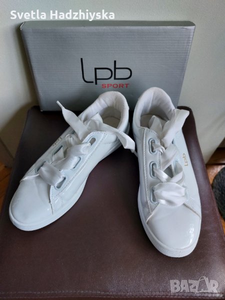 Дамски бели кецове естeствена лачена кожа Lpb, № 40, снимка 1