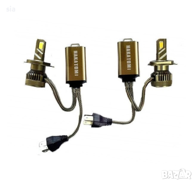 H4 крушки, Диоден комплект, X6 - NAKATOMI, 12V & 24V, 60W / 6800 LM, 2бр, снимка 1