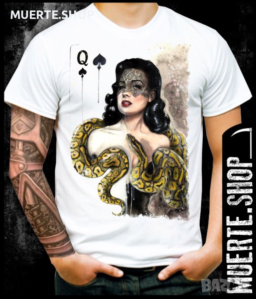 Тениска с щампа QUEEN OF SNAKES, снимка 1