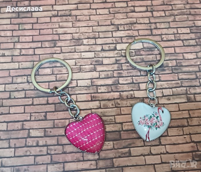 Комплект обеци и ключодържател "Фламинго", снимка 1