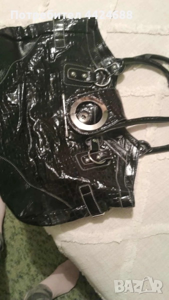 ДАМСКА ЧЕРНА ЧАНТА С 2 прегради и джобове, снимка 1