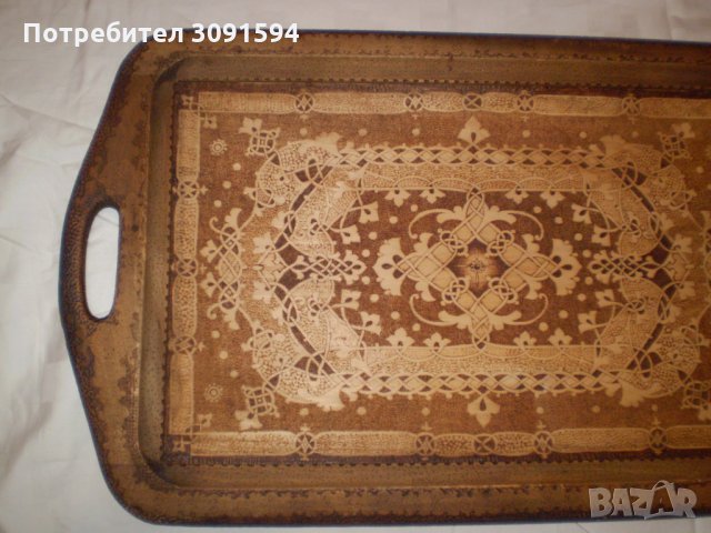 Стар Дървен Поднос За Сервиране Пирография, снимка 3 - Антикварни и старинни предмети - 35020568