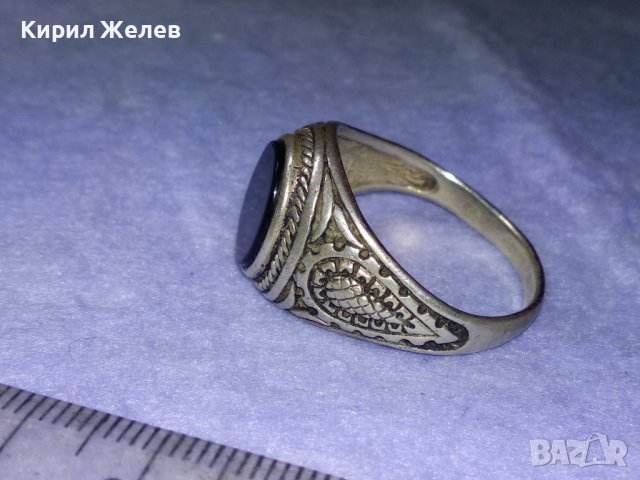 СКЪПОЦЕНЕН ОРНАМЕНТИРАН РЕТРО СРЕБЪРЕН ПРЪСТЕН СРЕБРО 925 АНГЛИЯ ЮВЕЛИРНО ШЛИФОВАН ЧЕРЕН ОНИКС 40625, снимка 14 - Пръстени - 42656041