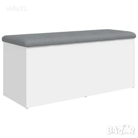 vidaXL Пейка за съхранение, бяла, 102x42x45 см, инженерно дърво