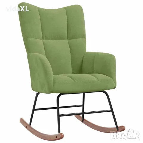 vidaXL Люлеещ се стол с табуретка, светлозелен, кадифе, снимка 7 - Столове - 56146932