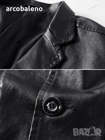 Мъжко топло ежедневно вталено кожено сако , снимка 3 - Сака - 42195386