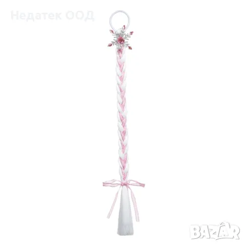 Детски ластик с плитка, Flake White Pink Braid, 40 см, снимка 2 - Шноли, диадеми, ленти - 47403149
