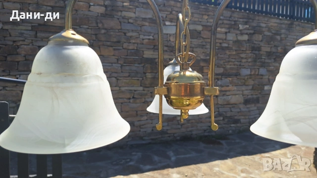 Старинни месингови  (бронзови) полилеи, абажури, снимка 2 - Антикварни и старинни предмети - 54320340