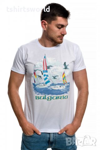 Нова мъжка тениска с трансферен печат България, Яхти