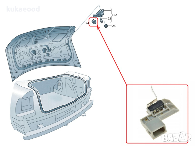 Микро ключ за брава на багажник Audi A3 8L, снимка 5 - Части - 44530765