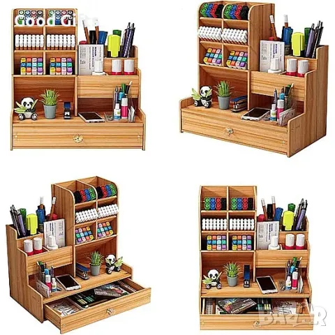 Функционален Дървен органайзер за Бюро, снимка 3 - Етажерки - 49119389