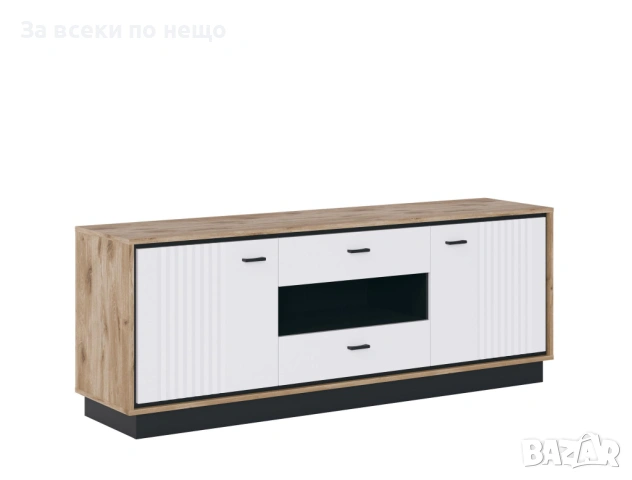 Тв шкаф MESTRE METF01 RTV дъб викинг-черно/бял лак Код P2191