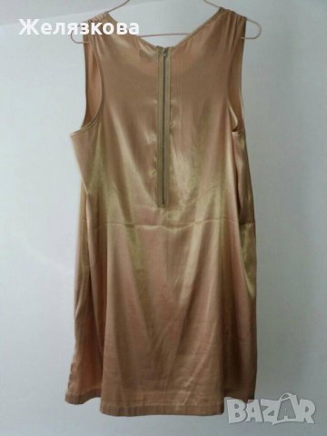 Лека сатенена рокличка туника топ сатен телесен цвят м размер, снимка 6 - Рокли - 29476204