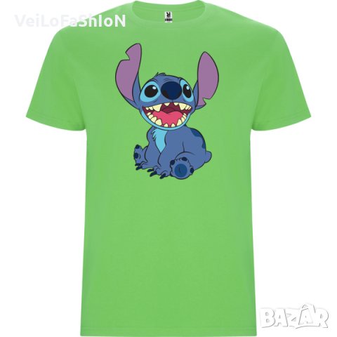 Нова детска тениска със Стич (Stitch) в зелен цвят , снимка 1 - Детски тениски и потници - 44462166