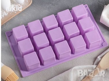 4 см 15 куб кубче кубчета хапки силиконов молд форма калъп фондан шоколад гипс гипсови фигурки декор, снимка 3 - Форми - 35595978