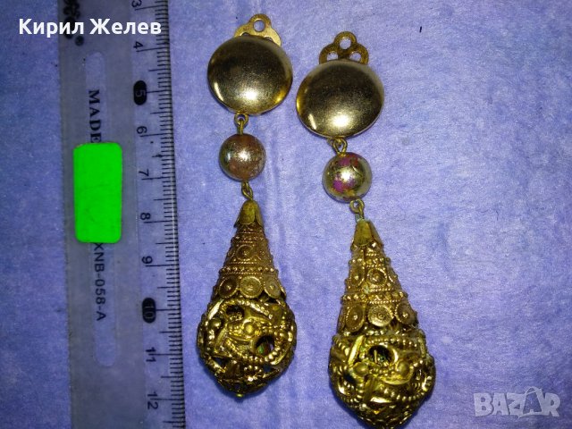 СТАРИ ОРНАМЕНТИРАНИ АЖУРНИ АР НУВО СТИЛ БРОНЗОВИ ОБЕЦИ с ПОЗЛАТА РЕТРО КЛИПС МОДЕЛ 37102, снимка 7 - Антикварни и старинни предмети - 40684798