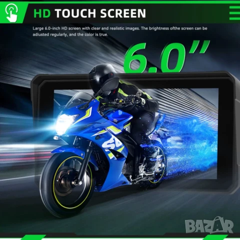 6'' екран монитор за мотоциклет, Carplay, навигация, Android Auto, GPS, Водоустойчив, Airplay, мотор, снимка 7 - Аксесоари и консумативи - 48736629