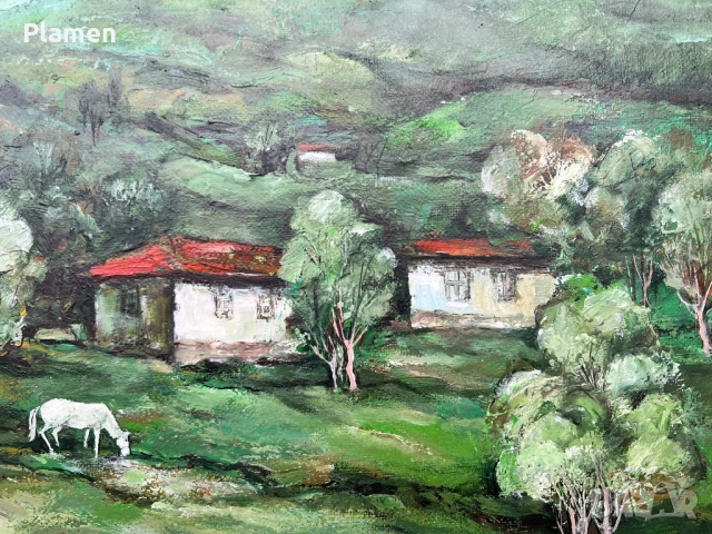 КАРТИНА МАСЛО НА ПЛАТНОПОДПИСАНА И ДАТИРАНА, снимка 2 - Картини - 54068693