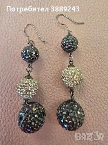 Сребърни обеци с кристали 925, снимка 2 - Обеци - 49312884