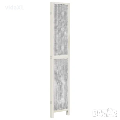vidaXL Разделител за стая, 4 панела, бял, дърво пауловния масив, снимка 5 - Паравани - 56147284