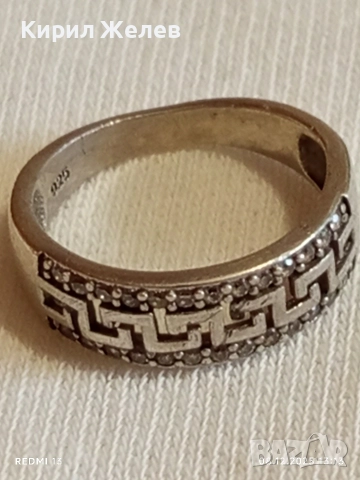 Красив сребърен пръстен с гръцки мотив и инкрустирани кристали майстоска ръчна изработка 42263, снимка 9 - Пръстени - 52689105