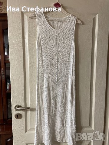 фабрично плетена  бяла дълга елегантна рокля миди midi дължина , снимка 9 - Рокли - 42677901