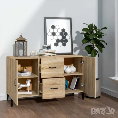 vidaXL Сайдборд, дъб сонома, 100x36x60 см, инженерно дърво, снимка 3 - Бюфети - 56148045
