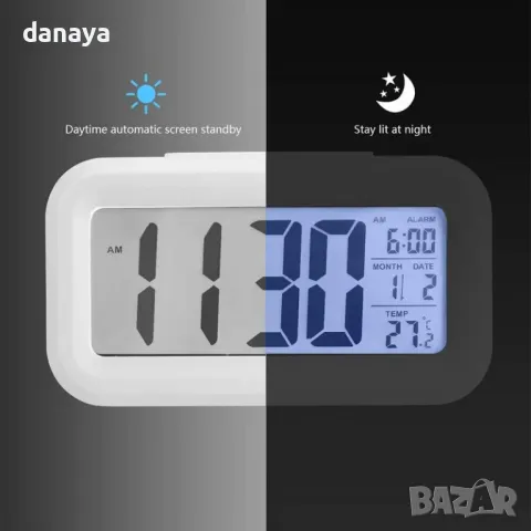 5586 Led Настолен цифров часовник с големи цифри будилник с термометър и дата, снимка 2 - Друга електроника - 48625094
