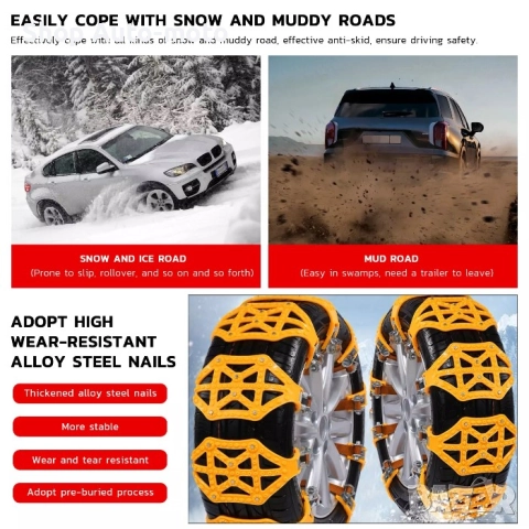 Комплект вериги Automat, PVC, 8бр, Вериги с текстилни колани, снимка 3 - Аксесоари и консумативи - 51583925