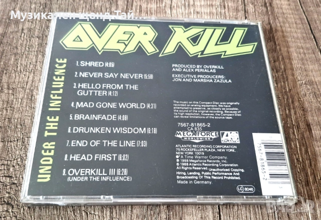 Компакт Дискове - Рок Метъл: Over Kill - Under The Influence, снимка 2 - CD дискове - 53221356