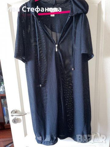Дълга черна риза жилетка  туника рокля от мрежа цип , снимка 5 - Жилетки - 37531878