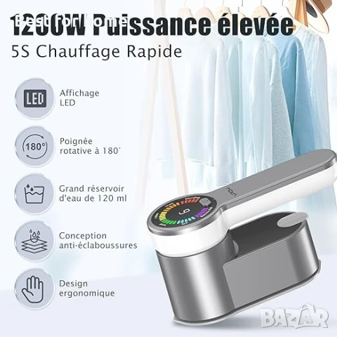 VPOW Мини преносима парна ютия 1200W: 2 в 1  с LCD дисплей, снимка 4 - Ютии - 50746533