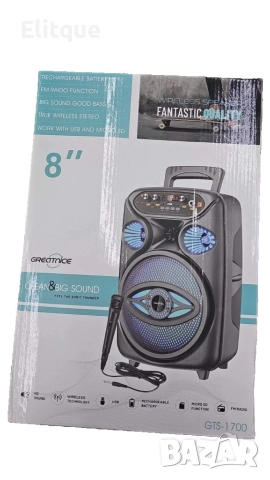 Преносима BluetootAh караоке тонколона 8'' с микрофон GTS-1700, снимка 7 - Тонколони - 52869915