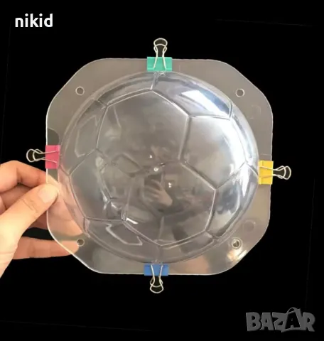 3D голяма футболна Топка Поликарбонатна отливка калъп молд шоколад Шоколадова черупка торта украса, снимка 4 - Форми - 23182146