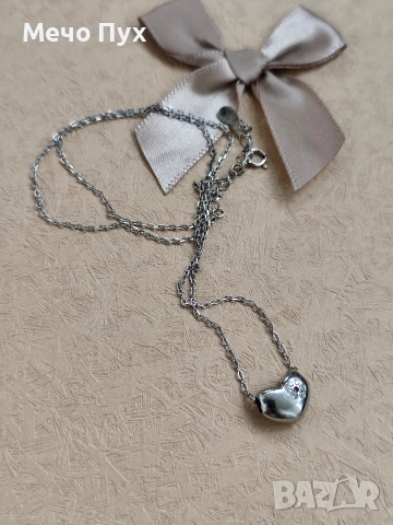 Сребърен синджир с висулка Сърце (384), снимка 5 - Колиета, медальони, синджири - 52581524