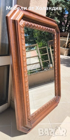 Огледало с дърворезбована рамка, снимка 2 - Огледала - 54328724
